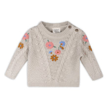 Load image into Gallery viewer, Floral Embroidered Chunky Baby Pullover Sweater (Organic)