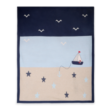 Load image into Gallery viewer, blanket with sailboat and starfish