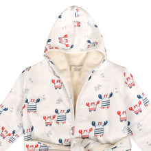 Load image into Gallery viewer, Nautical Crab Baby Hooded Bathrobe (Organic Jersey)