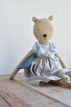 Load image into Gallery viewer, Agatha the Bear — Heirloom Wool Doll in Island Cardigan & Flax Linen Dress