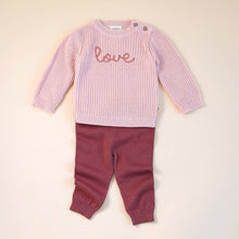 Load image into Gallery viewer, 'Love' Embroidered Chunky Knit Baby Sweater (Organic)