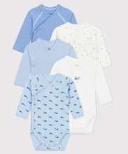Load image into Gallery viewer, Onesie 5-Pack - Long Sleeve Blue Whales