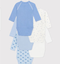 Load image into Gallery viewer, Onesie 5-Pack - Long Sleeve Blue Whales