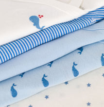 Load image into Gallery viewer, Onesie 5-Pack - Long Sleeve Blue Whales