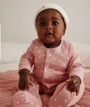 Load image into Gallery viewer, Heart Print Footie with Attached Onesie