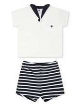 Load image into Gallery viewer, Baby Sailor Collar Shirt and Striped Shorts