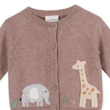 Load image into Gallery viewer, Giraffe Elephant Baby Cardigan Sweater (Organic) - 2 Colors