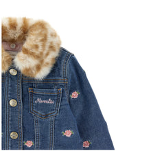 Load image into Gallery viewer, Baby Leopard Denim Jacket with Rose Embroidery
