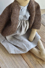 Load image into Gallery viewer, Agatha the Bear — Heirloom Wool Doll in Island Cardigan & Flax Linen Dress
