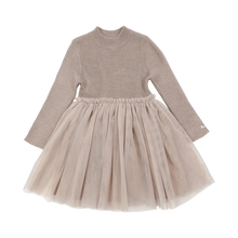 Load image into Gallery viewer, Rose grey knit top dress with tulle skirt