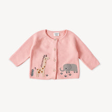 Load image into Gallery viewer, Organic Cotton Animal Safari Embroidered Baby Cardigan