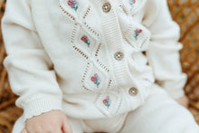 Load image into Gallery viewer, Floral Pointelle Knit Baby Cardigan (Organic Cotton)