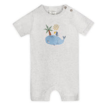Load image into Gallery viewer, Whale & Bird Embroidered Knit Baby Romper (Organic Cotton)