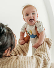 Load image into Gallery viewer, Whale & Bird Embroidered Knit Baby Romper (Organic Cotton)