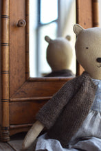 Load image into Gallery viewer, Agatha the Bear — Heirloom Wool Doll in Island Cardigan & Flax Linen Dress