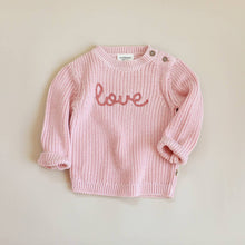 Load image into Gallery viewer, 'Love' Embroidered Chunky Knit Baby Sweater (Organic)