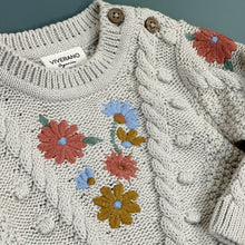 Load image into Gallery viewer, Floral Embroidered Chunky Baby Pullover Sweater (Organic)