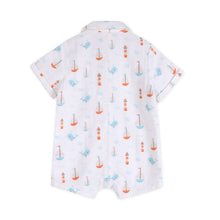 Load image into Gallery viewer, Sailboat Baby Button Romper (Organic Muslin)