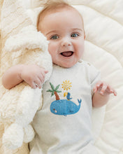 Load image into Gallery viewer, Whale & Bird Embroidered Knit Baby Romper (Organic Cotton)