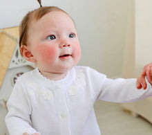 Load image into Gallery viewer, Dove White Knit Floral Embroidered Baby Jumpsuit