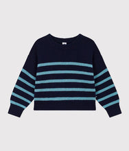 Load image into Gallery viewer, Navy and Blue Striped Sweater