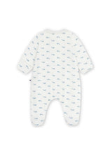 Load image into Gallery viewer, Baby Boy Velour Front Snap Whale Footie with Collar