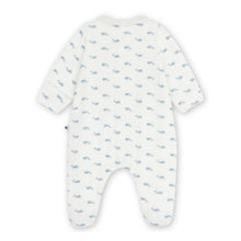 Load image into Gallery viewer, Baby footie with blue whales