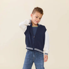 Load image into Gallery viewer, Boys Varsity Zip Sweater - Navy