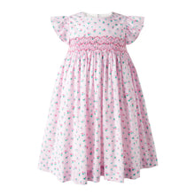 Load image into Gallery viewer, Flutter Sleeve Floral Smocked Dress