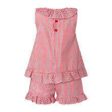 Load image into Gallery viewer, Red Gingham Frill Top and Shorts
