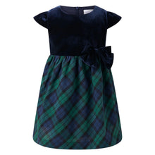 Load image into Gallery viewer, Baby Velvet Blackwatch Check Party Dress