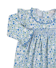 Load image into Gallery viewer, Pretty Petals Blue Smocked Dress Set