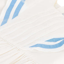 Load image into Gallery viewer, White Ruffle Sleeve Dress with Blue Embroidery