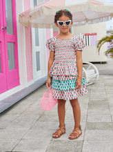 Load image into Gallery viewer, Pink and Turquoise Marigold Tiered Mini Skort
