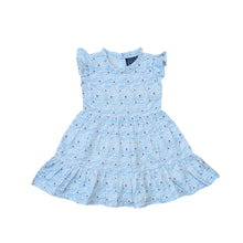 Load image into Gallery viewer, Light blue dress with a subtle pattern on a white background