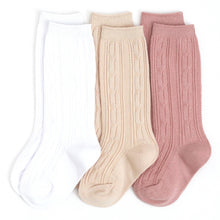 Load image into Gallery viewer, Girlhood Cable Knit Knee High Sock 3-Pack