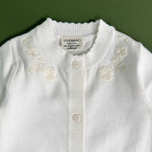 Load image into Gallery viewer, Dove White Knit Floral Embroidered Baby Jumpsuit