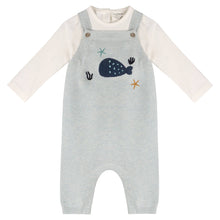 Load image into Gallery viewer, Whale Embroidered Knit Baby Overall Set (Organic Cotton)