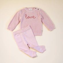 Load image into Gallery viewer, 'Love' Embroidered Chunky Knit Baby Sweater (Organic)