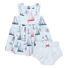 Load image into Gallery viewer, Baby Nautical Adventure Courtina Dress Set