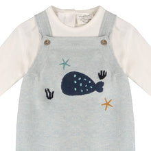 Load image into Gallery viewer, Whale Embroidered Knit Baby Overall Set (Organic Cotton)