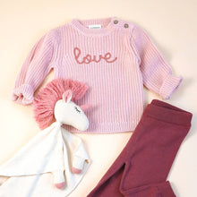 Load image into Gallery viewer, 'Love' Embroidered Chunky Knit Baby Sweater (Organic)