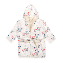Load image into Gallery viewer, Nautical Crab Baby Hooded Bathrobe (Organic Jersey)