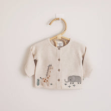 Load image into Gallery viewer, Organic Cotton Animal Safari Embroidered Baby Cardigan