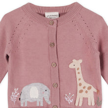 Load image into Gallery viewer, Giraffe Elephant Baby Cardigan Sweater (Organic) - 2 Colors