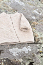 Load image into Gallery viewer, Fern the Frog- Heirloom Wool Doll in Island Cardigan with Flax Linen