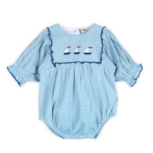 Load image into Gallery viewer, Nautical Gingham Baby Romper + Headband