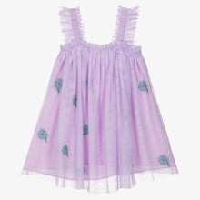 Load image into Gallery viewer, Tulle Dress with Embroidered Blue Hydrangea Flowers