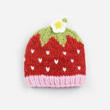 Load image into Gallery viewer, Hand-Knit Cotton Strawberry Baby Hat
