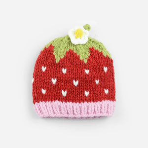 Hand-Knit Cotton Strawberry Baby Hat